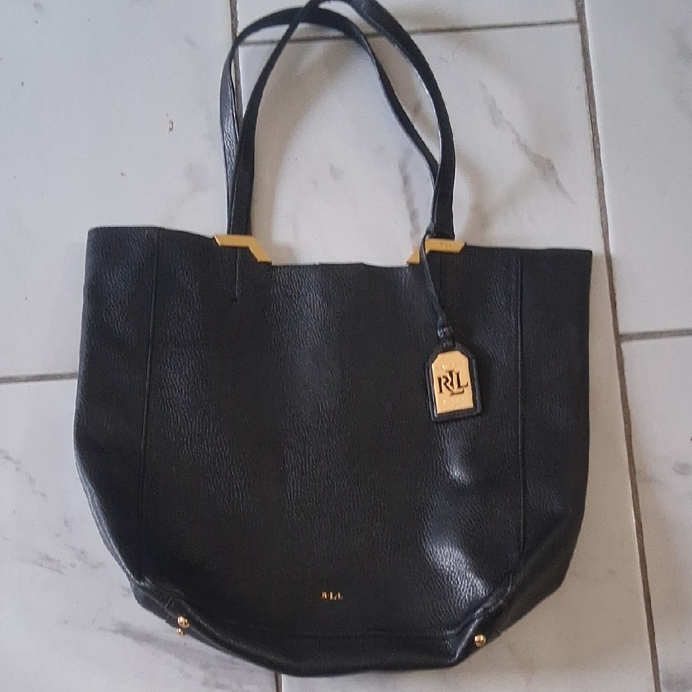 Lauren Ralph Lauren Black Tote with Gold Details